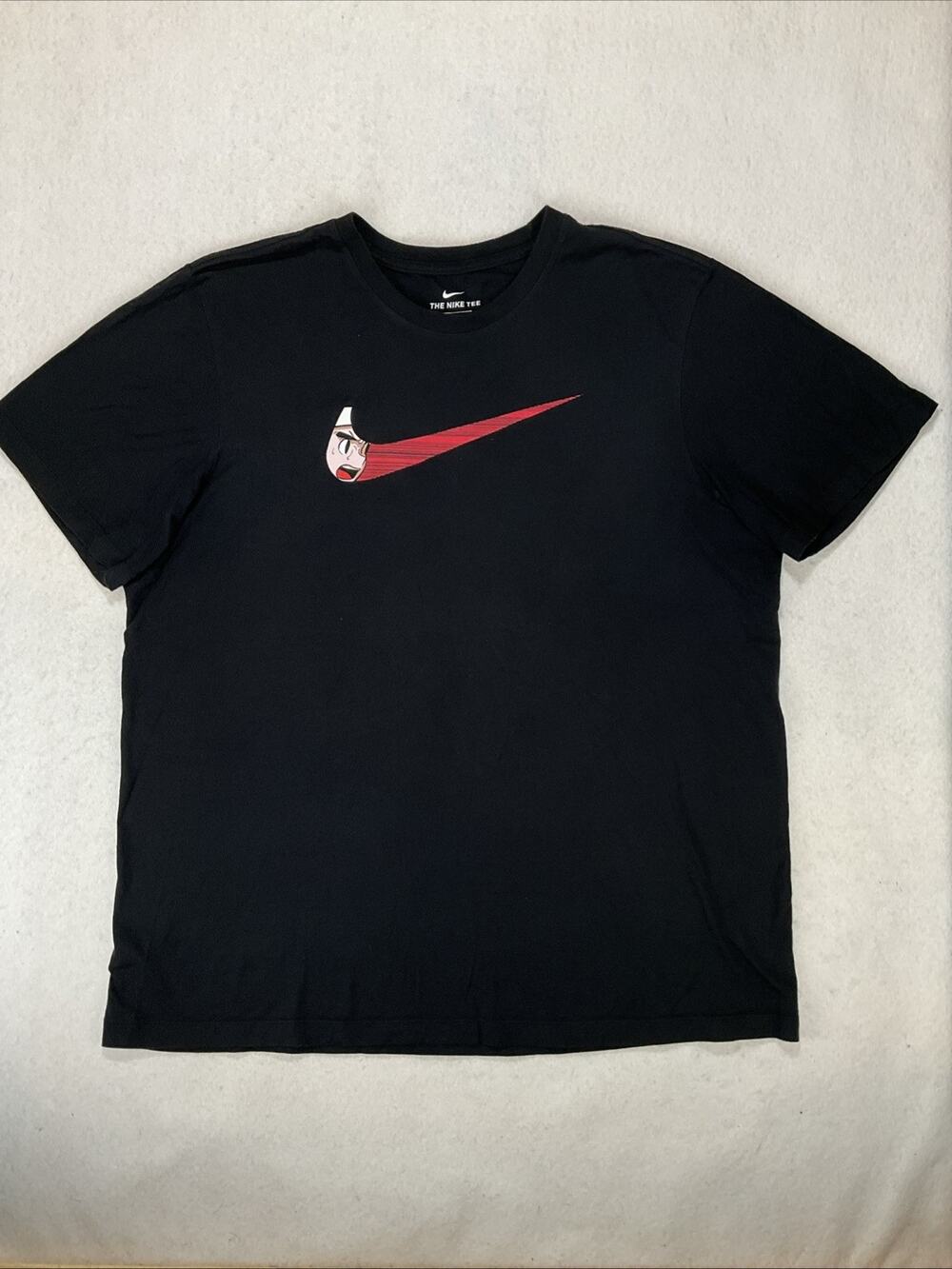 Nike Black T-Shirt Mens XL Center Swoosh Logo Basketball #5 Manga Anime SS